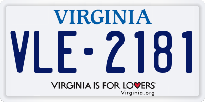 VA license plate VLE2181