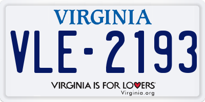 VA license plate VLE2193