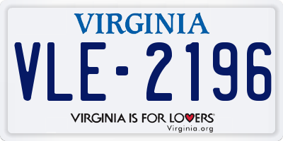 VA license plate VLE2196