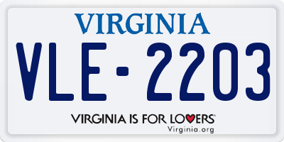 VA license plate VLE2203