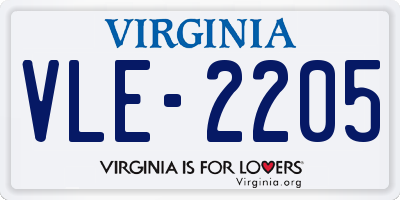 VA license plate VLE2205