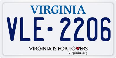 VA license plate VLE2206
