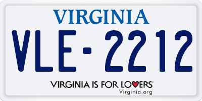 VA license plate VLE2212