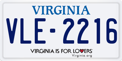 VA license plate VLE2216