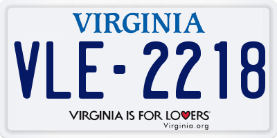 VA license plate VLE2218