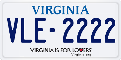 VA license plate VLE2222