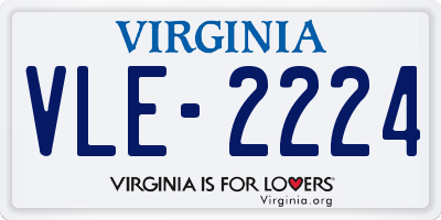 VA license plate VLE2224