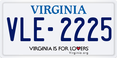 VA license plate VLE2225