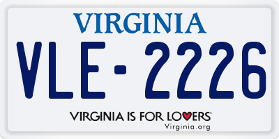 VA license plate VLE2226