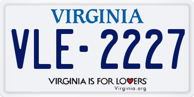 VA license plate VLE2227