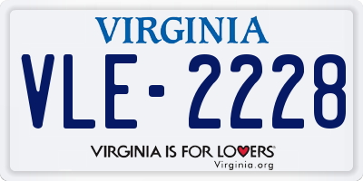 VA license plate VLE2228