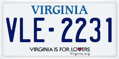 VA license plate VLE2231