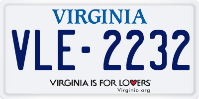 VA license plate VLE2232