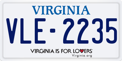 VA license plate VLE2235