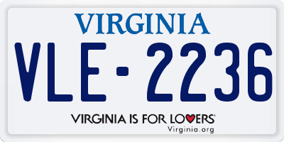 VA license plate VLE2236