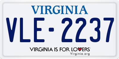 VA license plate VLE2237