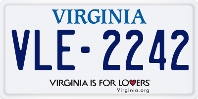 VA license plate VLE2242