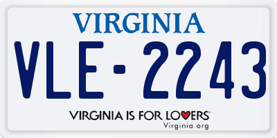 VA license plate VLE2243