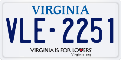 VA license plate VLE2251