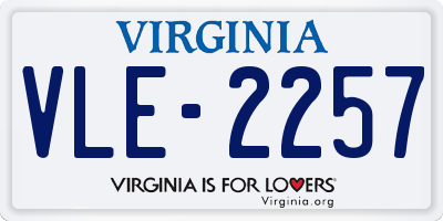 VA license plate VLE2257