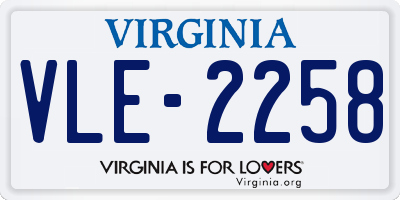 VA license plate VLE2258