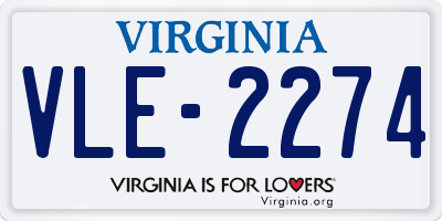 VA license plate VLE2274