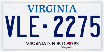 VA license plate VLE2275