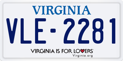 VA license plate VLE2281