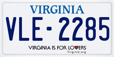VA license plate VLE2285