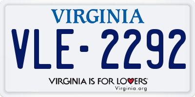 VA license plate VLE2292