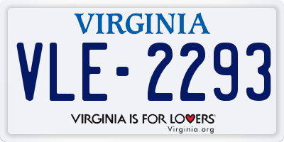 VA license plate VLE2293