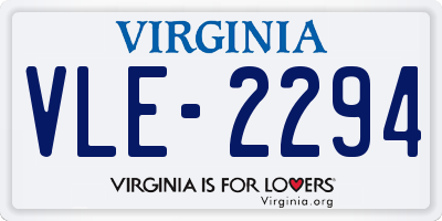 VA license plate VLE2294