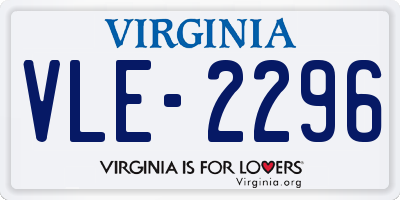 VA license plate VLE2296