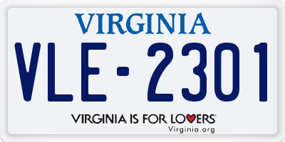 VA license plate VLE2301