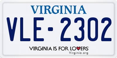 VA license plate VLE2302
