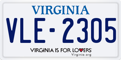 VA license plate VLE2305