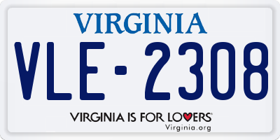 VA license plate VLE2308