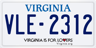 VA license plate VLE2312