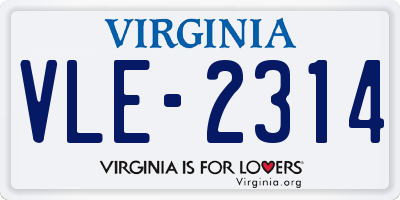VA license plate VLE2314