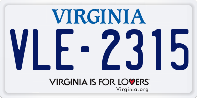VA license plate VLE2315