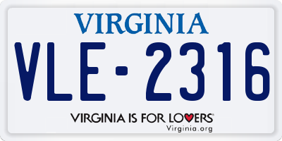 VA license plate VLE2316
