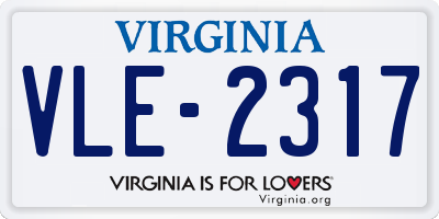 VA license plate VLE2317