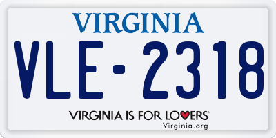 VA license plate VLE2318