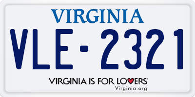 VA license plate VLE2321