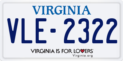 VA license plate VLE2322