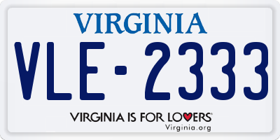 VA license plate VLE2333