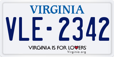 VA license plate VLE2342