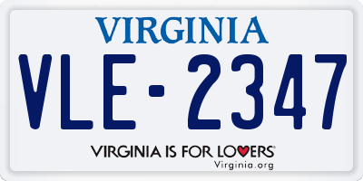 VA license plate VLE2347