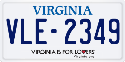 VA license plate VLE2349