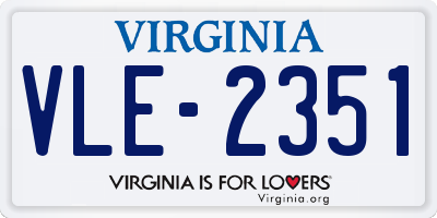 VA license plate VLE2351